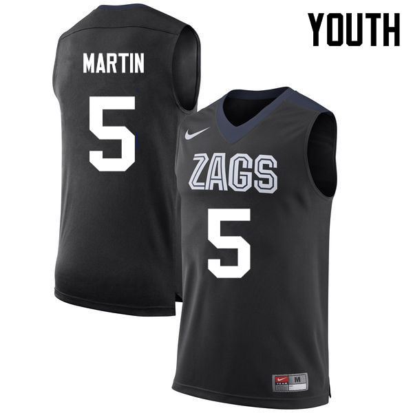 Youth Gonzaga Bulldogs #5 Alex Martin College Basketball Jerseys Sale-Black